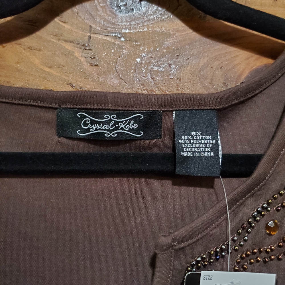 Brown Relaxed 3/4 Sleeve Blouse with Decorative - Picture 4 of 13